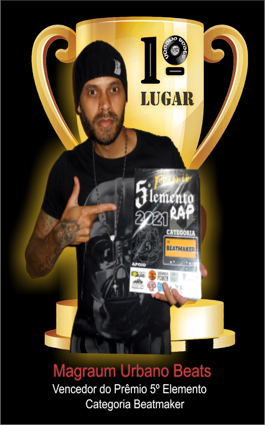 Magraum - Urbano Beats - Rap Nacional
Vencedor do prêmio 5 Elemento - 2021 - Categoria Beatmaker Magraum - Urbano Beats - Rap Nacional
Vencedor do prêmio 5 Elemento - 2021 - Categoria Beatmaker
