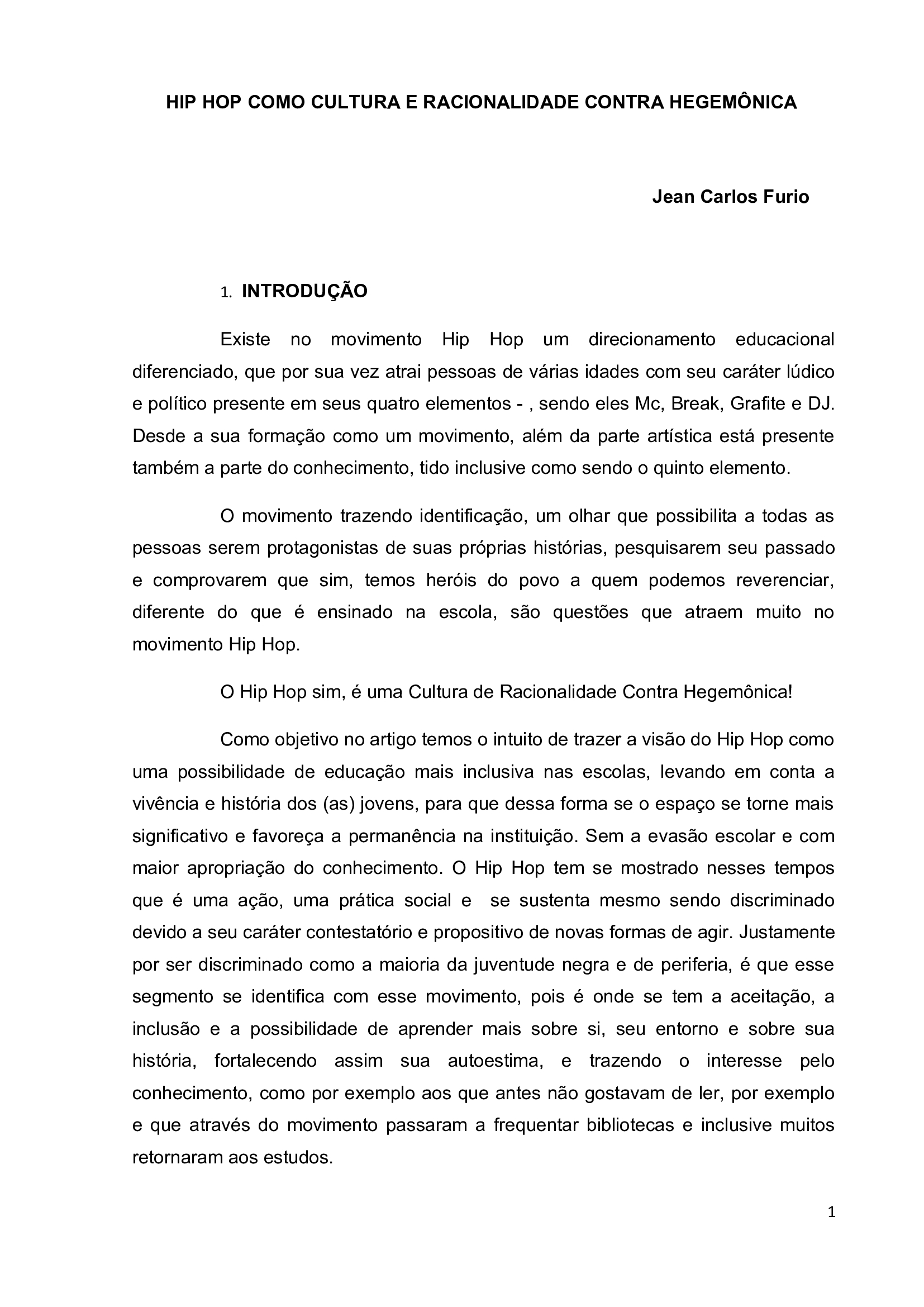 Artigo Hip Hop como Cultura e Racionalidade Contra Hegemonica_2 Artigo Hip Hop como Cultura e Racionalidade Contra Hegemonica_2